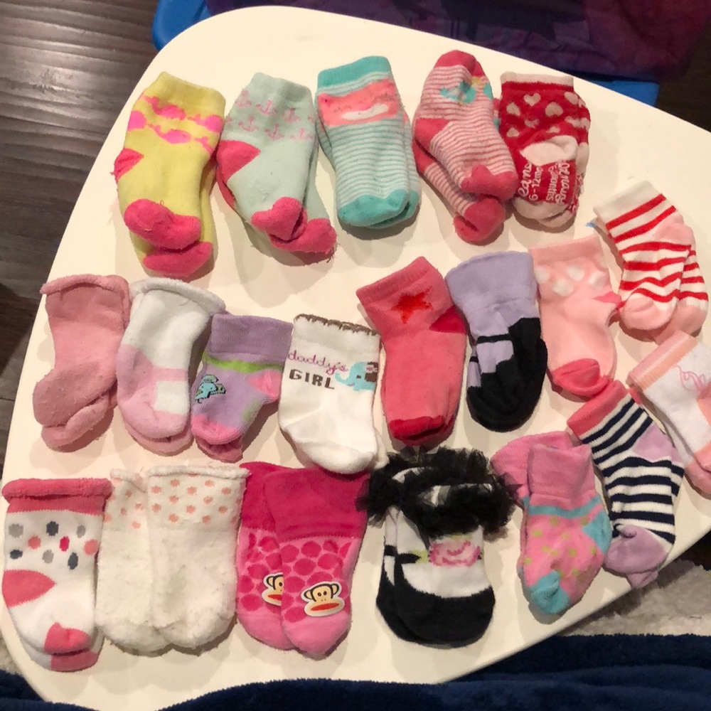 Lot of Infant baby girl socks 42 +1 NB tights